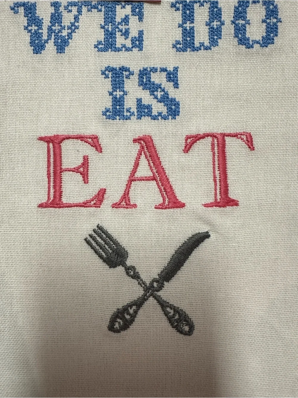 NWT Pair of Cotton Embroidered Humorous Kitchen Towels
